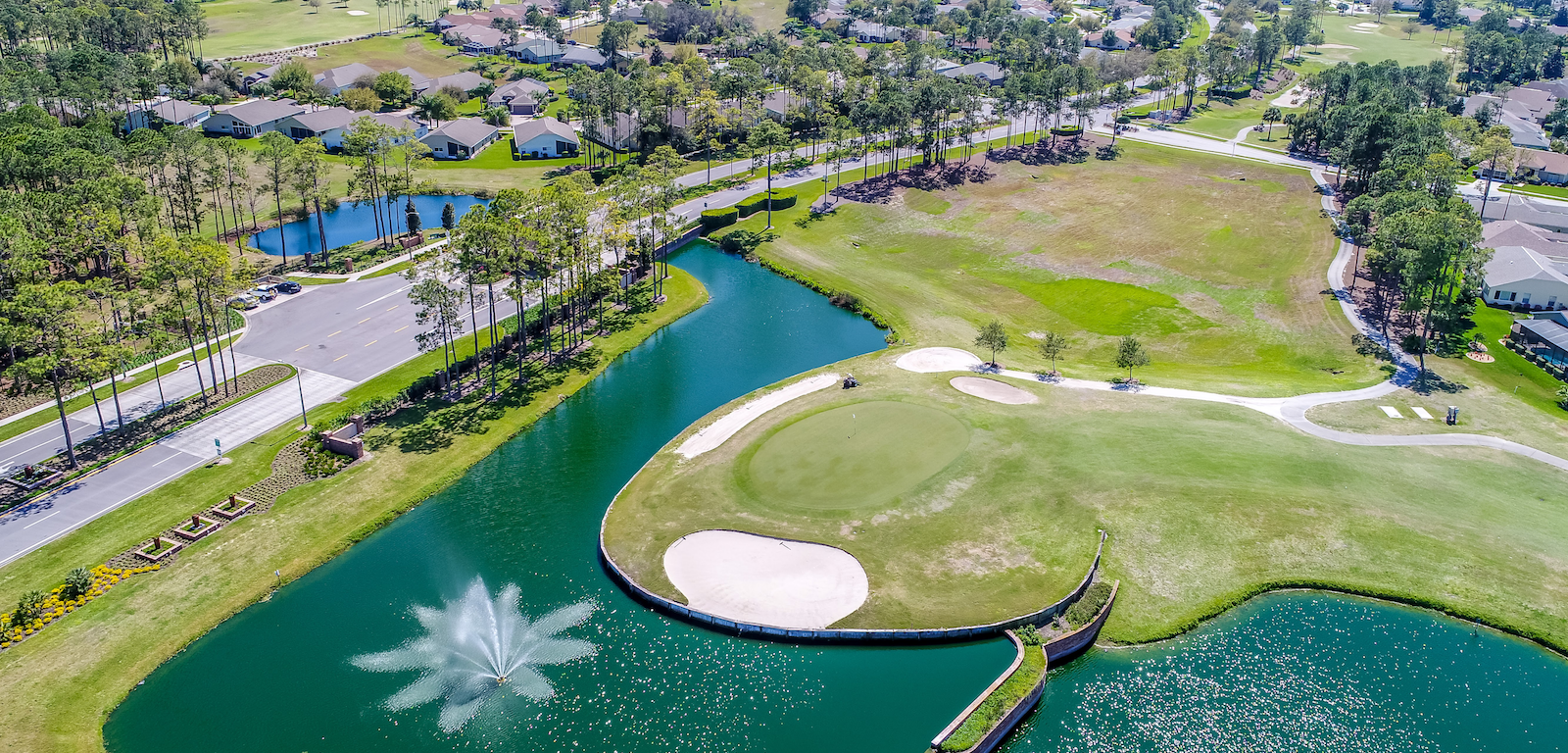 Golfing - aerial view of golf course